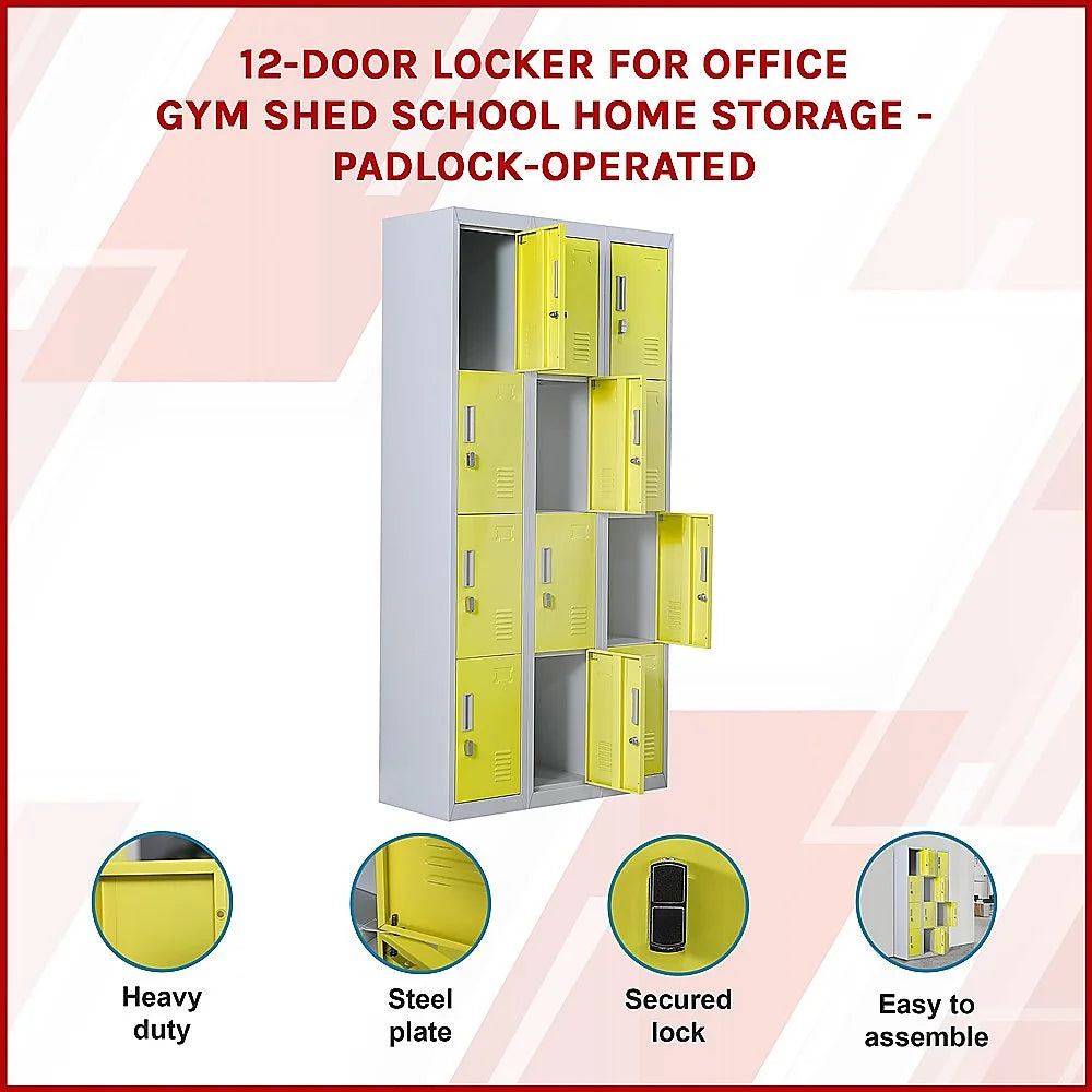 12-Door Locker for Office Gym Shed School Home Storage