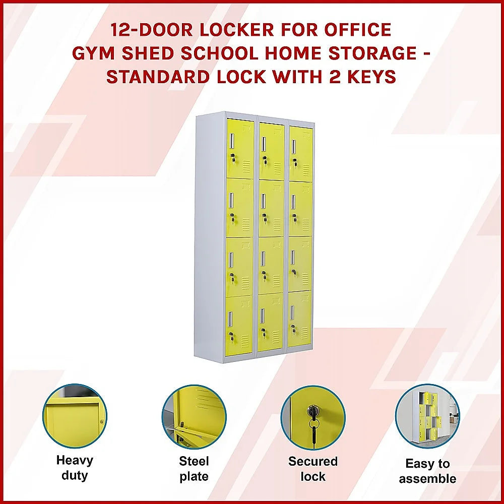12-Door Locker for Office Gym Shed School Home Storage