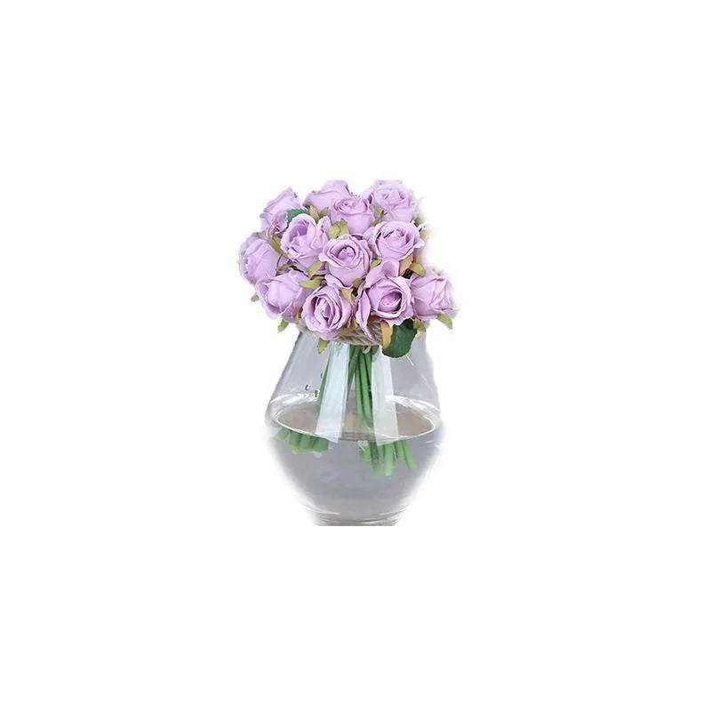 12 Heads Silk Rose Artificial Flowers Fake Bouquet