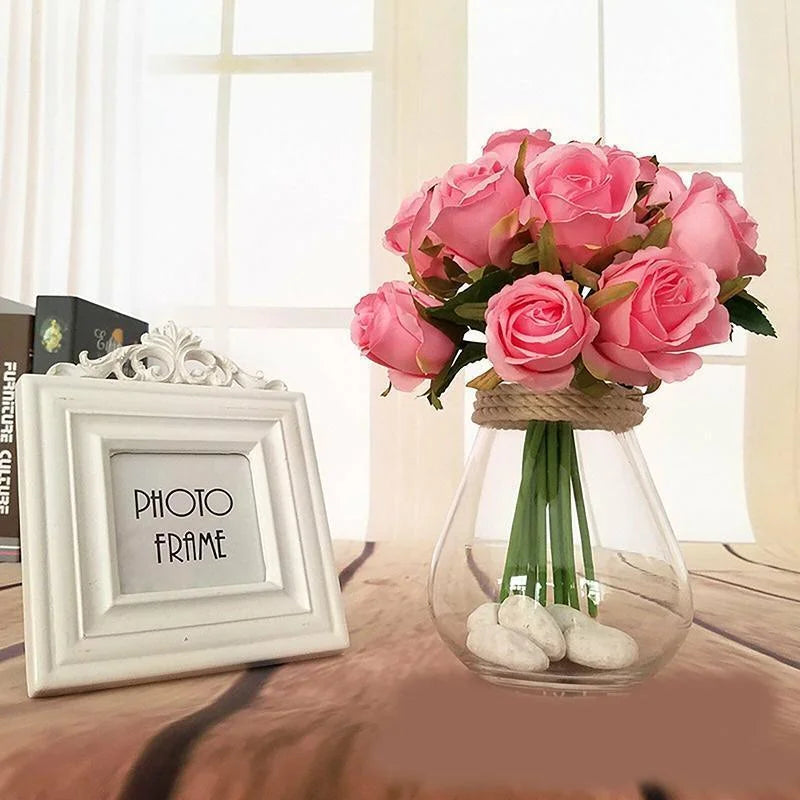 12 Heads Silk Rose Artificial Flowers Fake Bouquet - modena