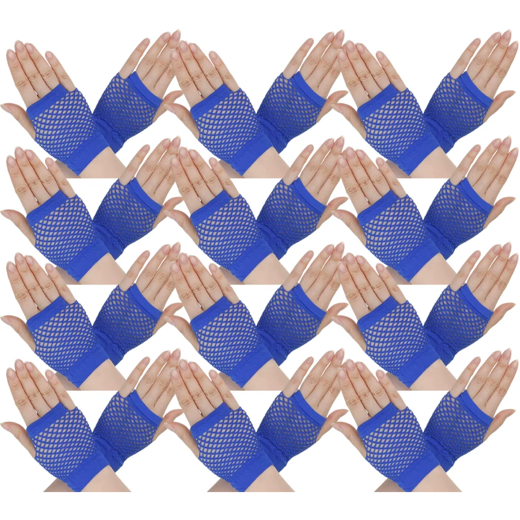 12 Pair Fishnet Gloves Fingerless Wrist Length 70s 80s