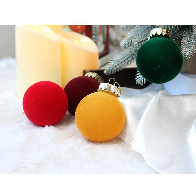 12-Piece Velvet Christmas Ornament Set - Classic Coffee