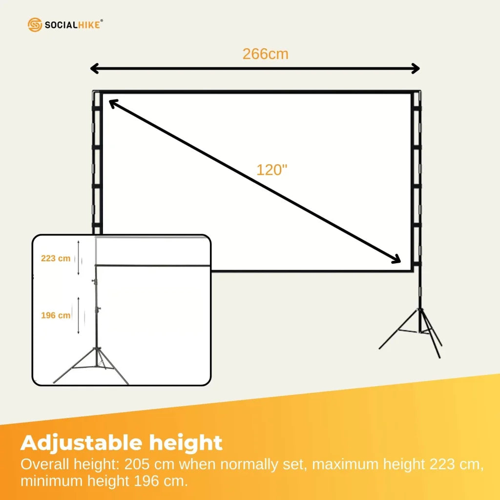 120” Portable Movie Projector Screen - Outdoor Indoor 16:9