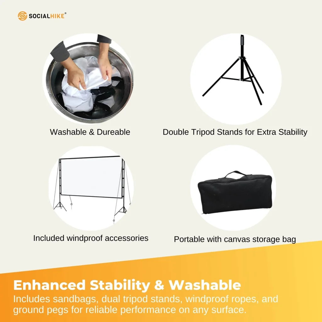 120” Portable Movie Projector Screen - Outdoor Indoor 16:9