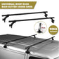 Black 120cm car roof racks with black rack bars and silver mounting feet