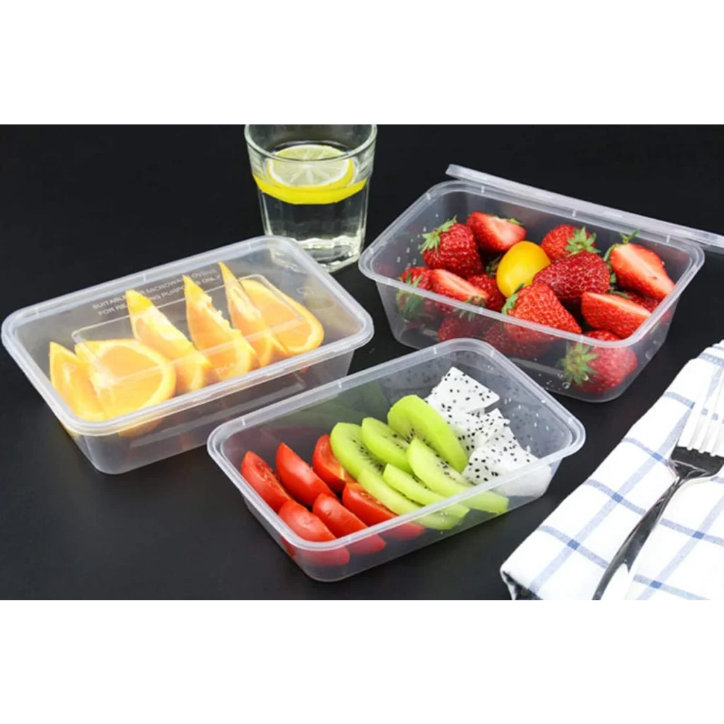 120pcs 1500ml Reusable Food Containers Plastic Storage Meal