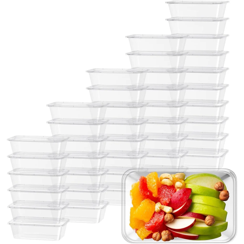 120pcs 1500ml Reusable Food Containers Plastic Storage Meal
