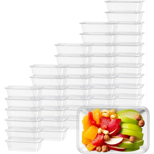 120pcs 1500ml Reusable Food Containers Plastic Storage Meal