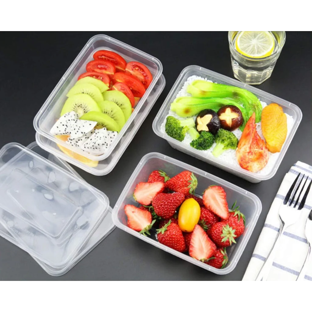 120pcs 1500ml Reusable Food Containers Plastic Storage Meal