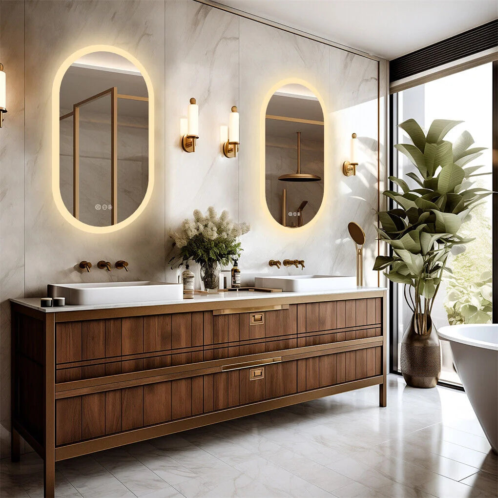 120x60cm LED Bathroom Mirror Oval Anti-Fog Dimmable Wall