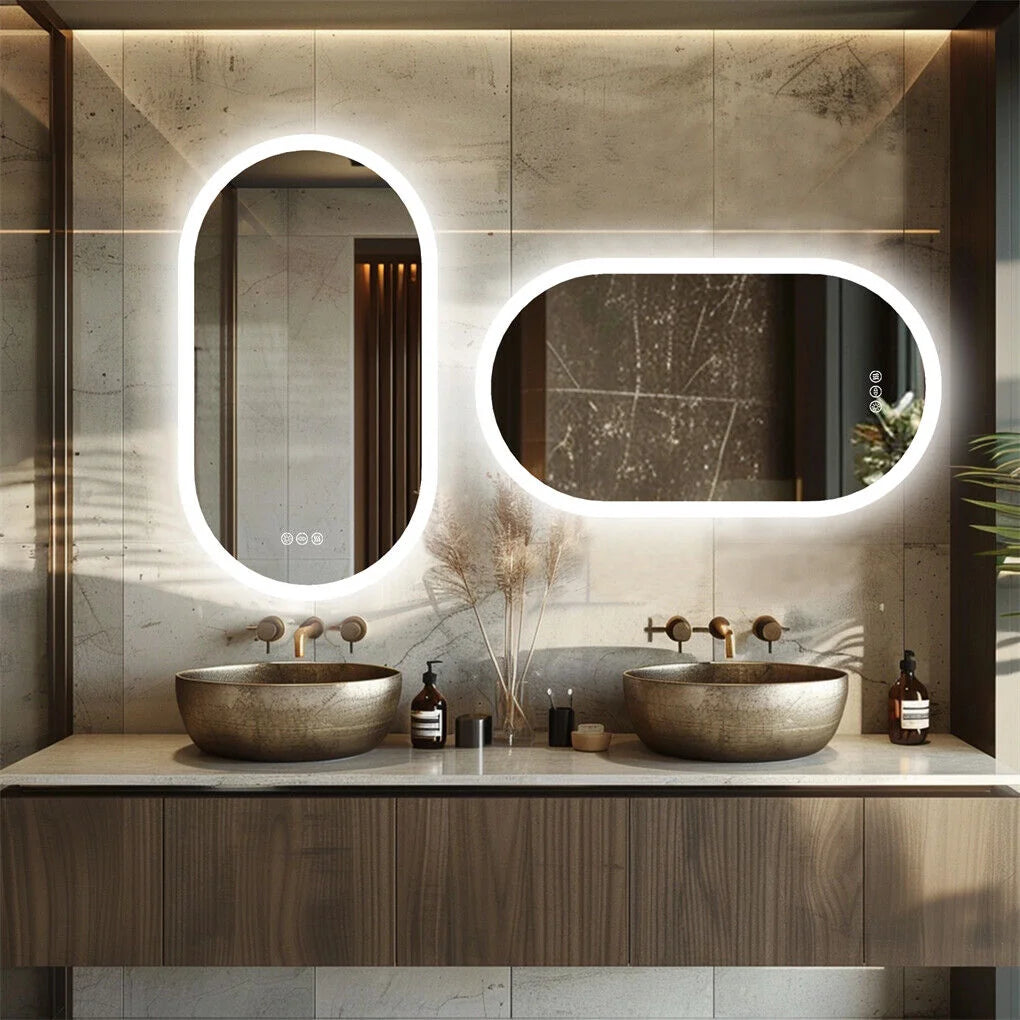 120x60cm LED Bathroom Mirror Oval Anti-Fog Dimmable Wall