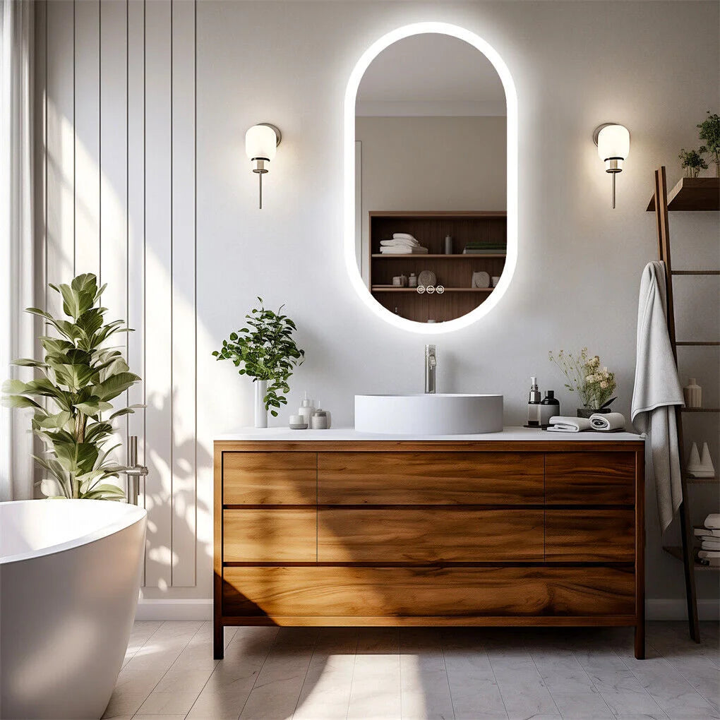 120x60cm LED Bathroom Mirror Oval Anti-Fog Dimmable Wall
