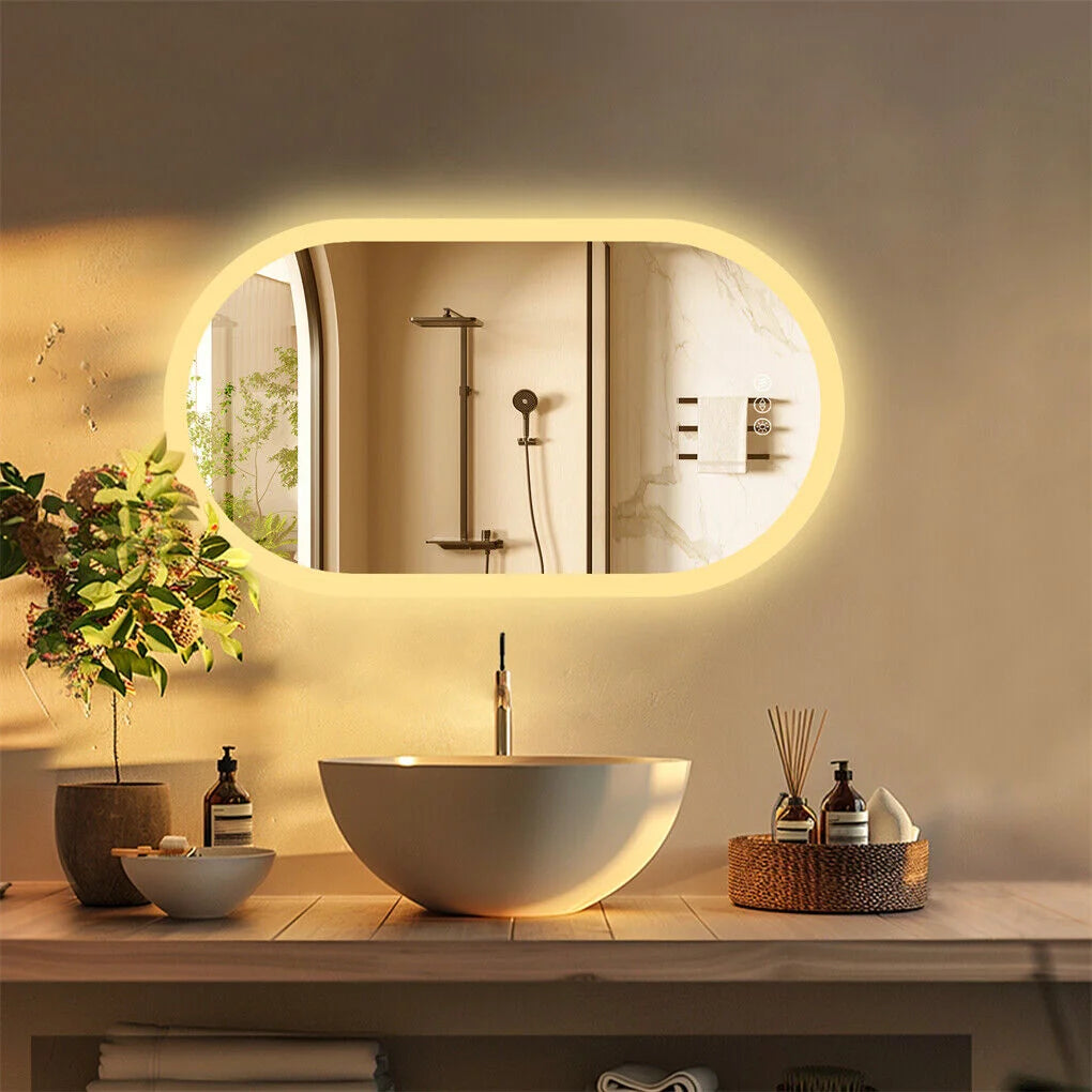 120x60cm LED Bathroom Mirror Oval Anti-Fog Dimmable Wall