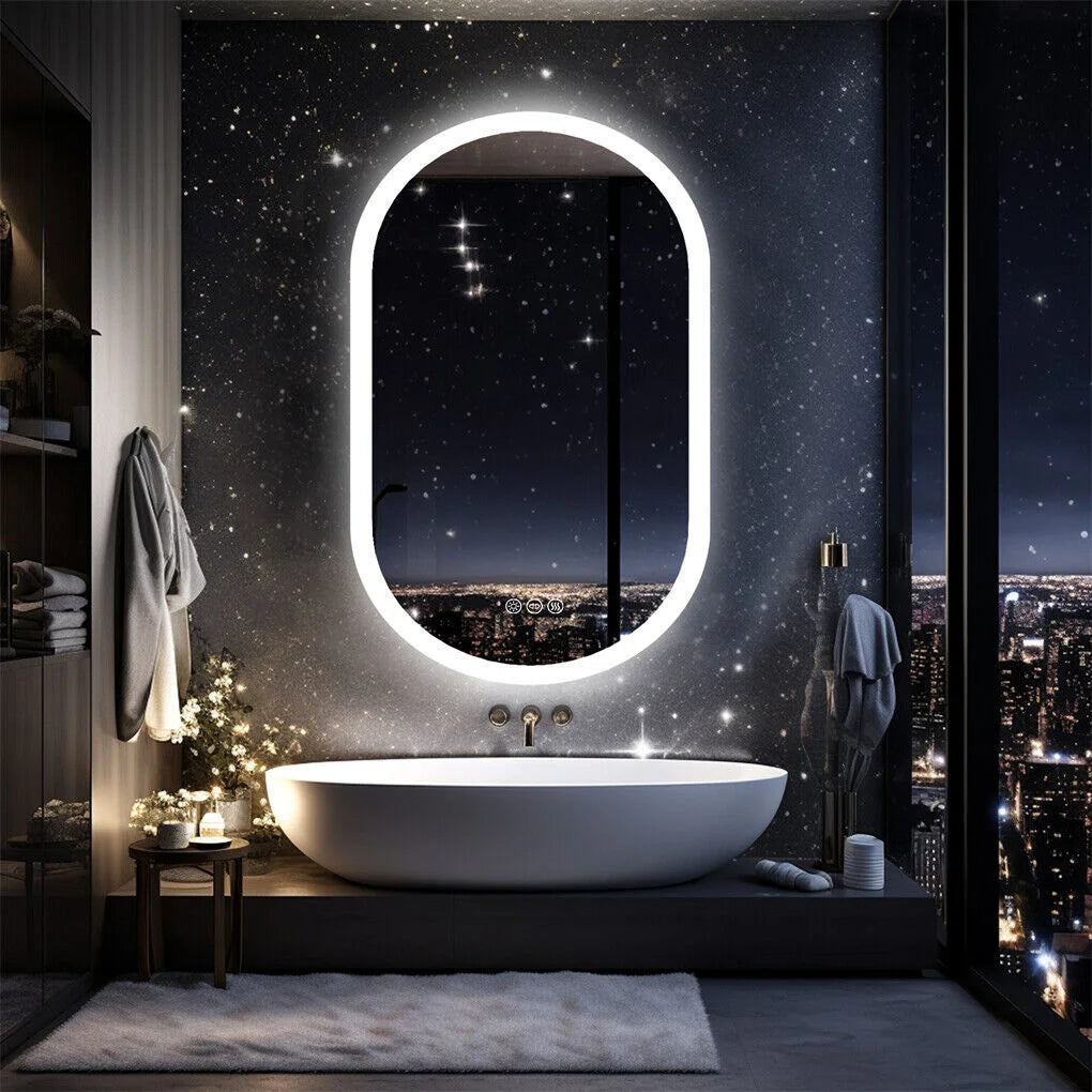 120x60cm LED Bathroom Mirror Oval Anti-Fog Dimmable Wall