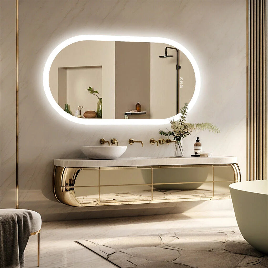 120x60cm LED Bathroom Mirror Oval Anti-Fog Dimmable Wall