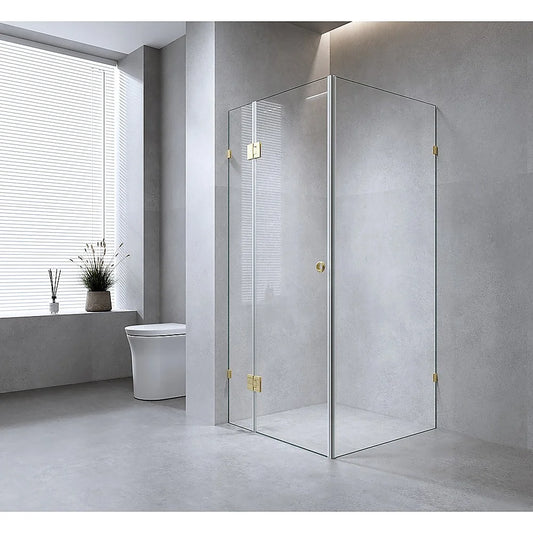 120x70cm Corner Frameless Shower Screen – White Wall &