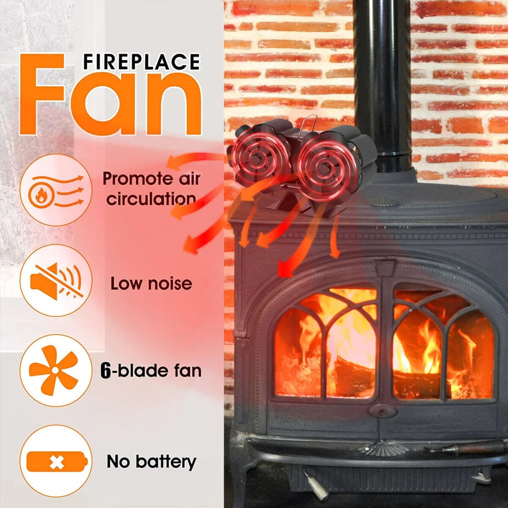 12Blade Fan Heat Self-Powered Wood Stove Top Burner