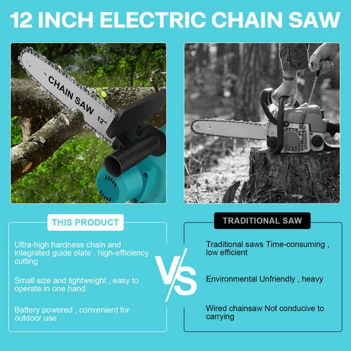 12’’inch Cordless Electric Chainsaw + 2 Battery 2 Chain