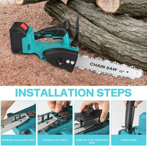 12’’inch Cordless Electric Chainsaw + 2 Battery 2 Chain
