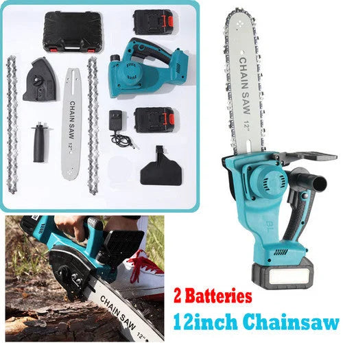 12’’inch Cordless Electric Chainsaw + 2 Battery 2 Chain