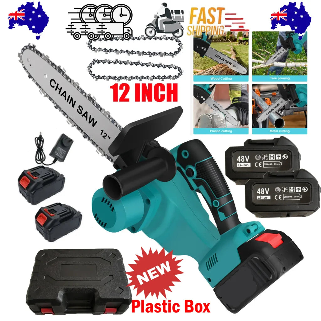 12’’inch Cordless Electric Chainsaw + 2 Battery 2 Chain