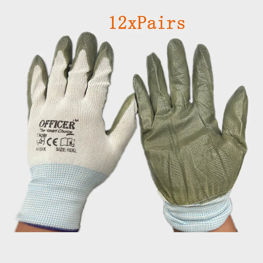 12Pairs Cotton Gloves Work Safety Glove Thick Heavy
