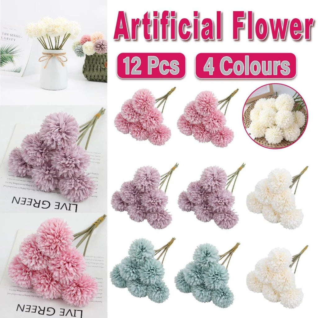 12pcs Artificial Dandelion Fake Flower Simulation