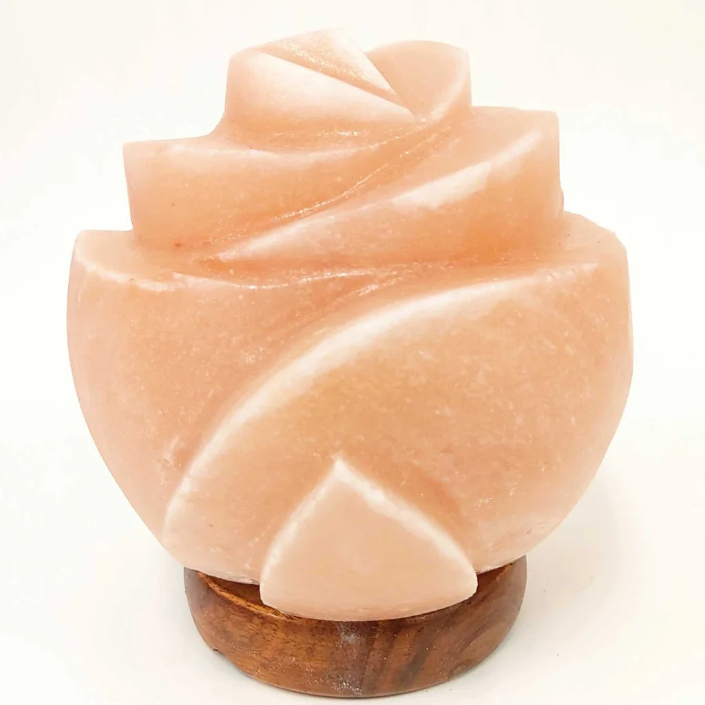 12V 12W Rose Himalayan Pink Salt Lamp Carved Flower Rock