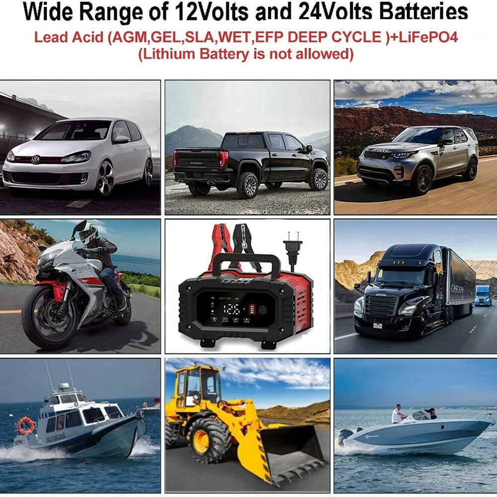 12V 20A/24V 10A Smart Car Battery Charger for Lead Acid