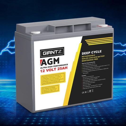 12V 25Ah AGM Deep Cycle Battery Marine Sealed Power Solar