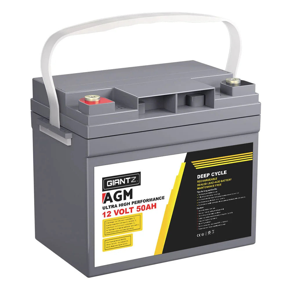 12V 50Ah AGM Deep Cycle Battery Marine Sealed Power Solar