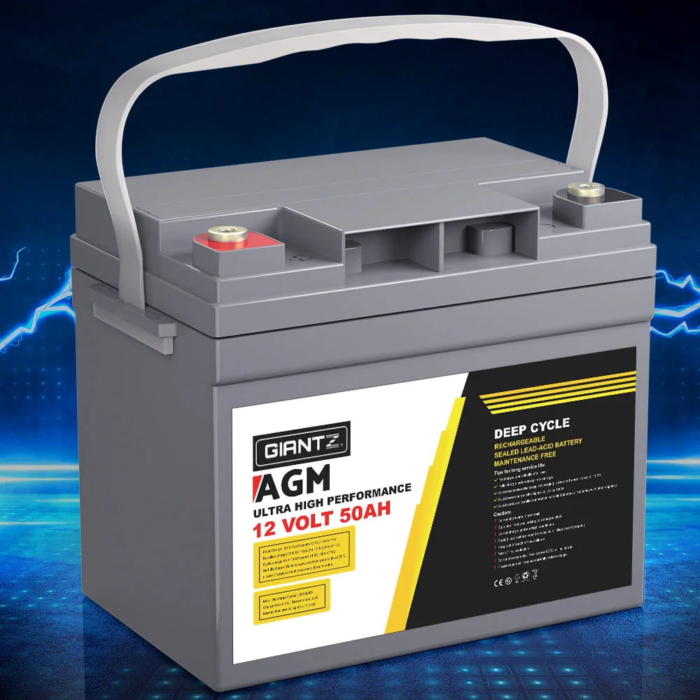 12V 50Ah AGM Deep Cycle Battery Marine Sealed Power Solar