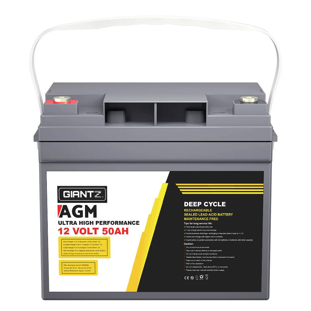 12V 50Ah AGM Deep Cycle Battery Marine Sealed Power Solar