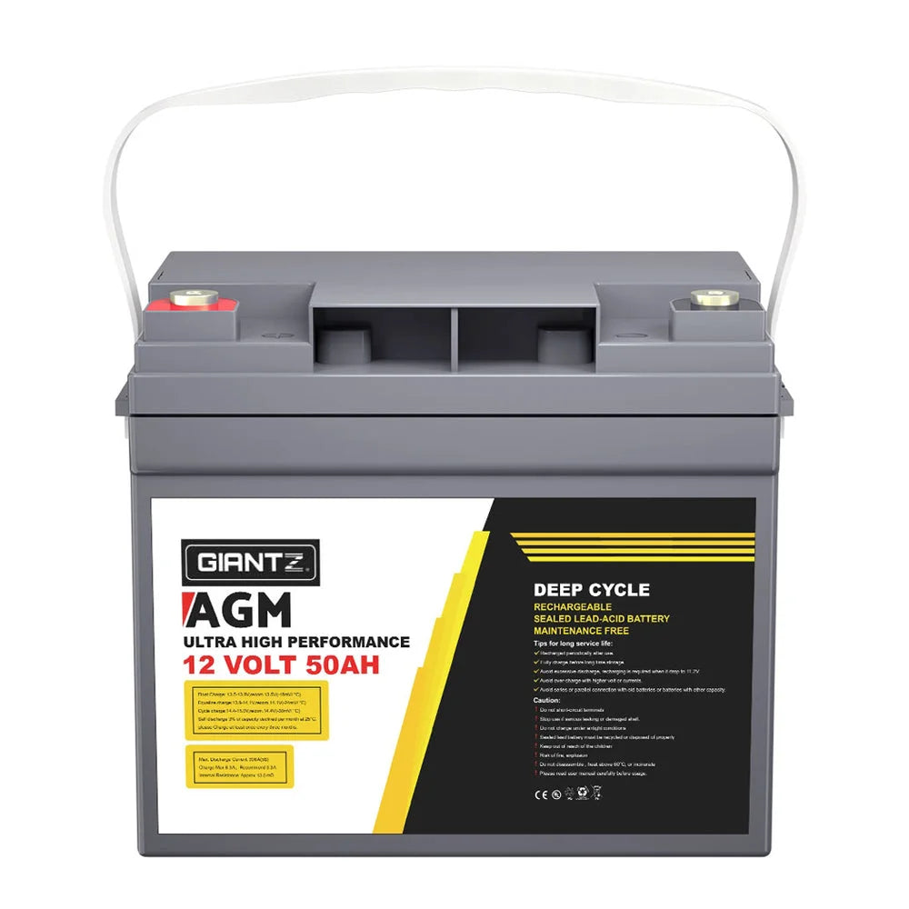 12V 50Ah AGM Deep Cycle Battery X2 Marine Sealed Power