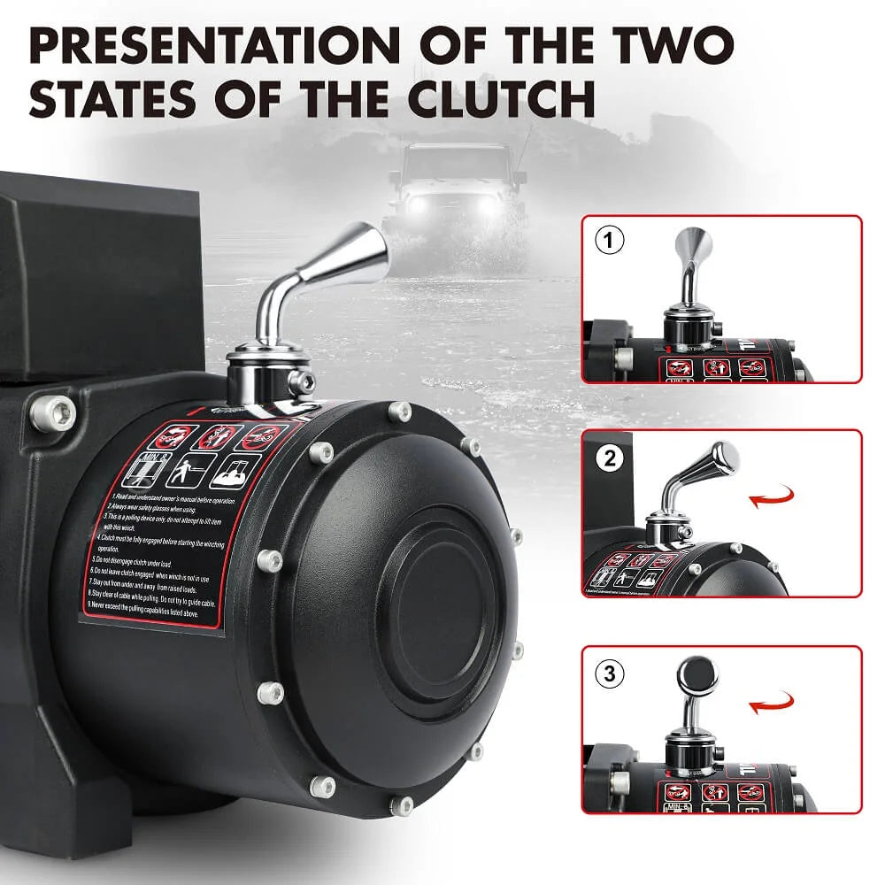 12V Winch 12000LBS Synthetic Rope 4WD Jeep with Winch Cover