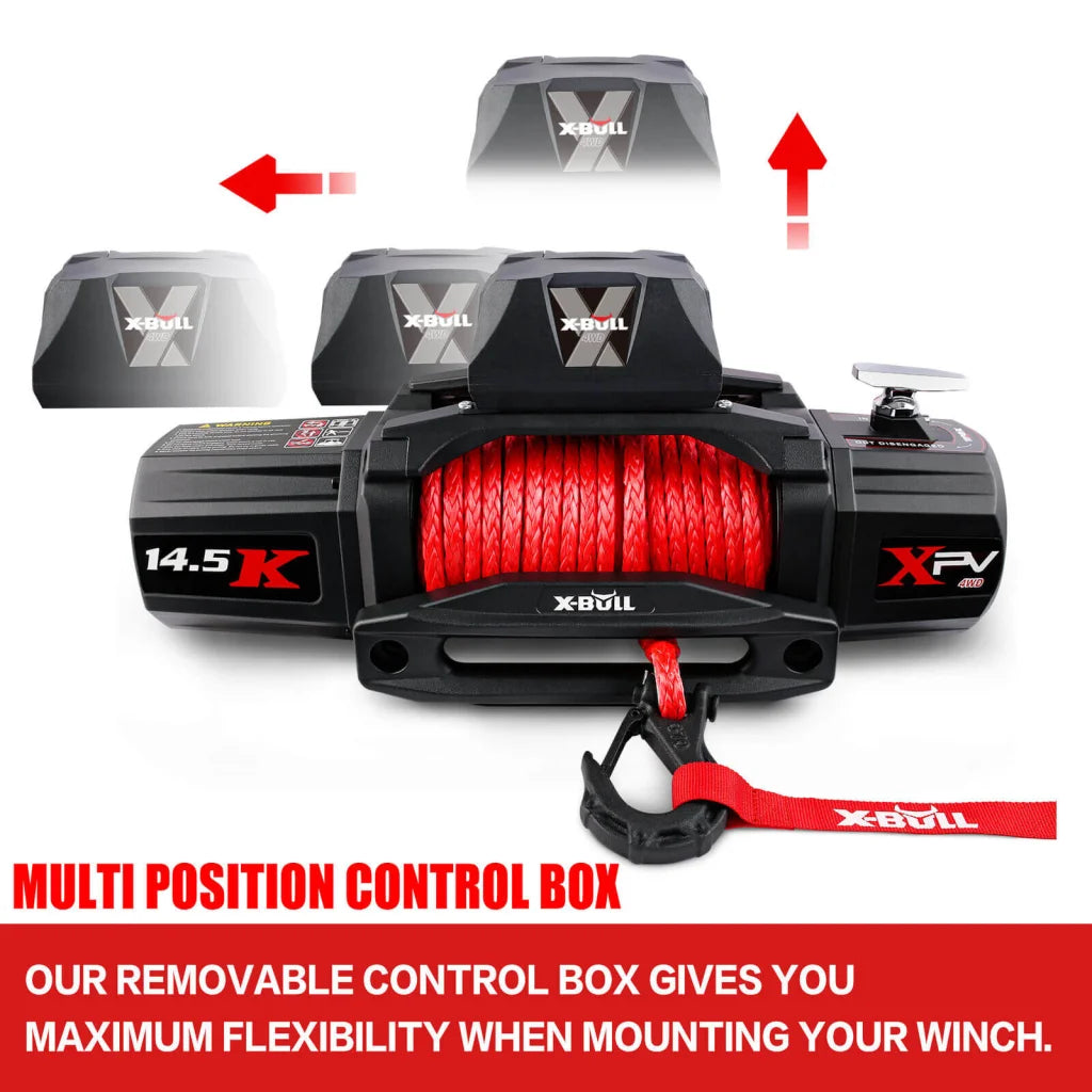 12V Winch 14500LBS Synthetic Rope with Recovery Tracks