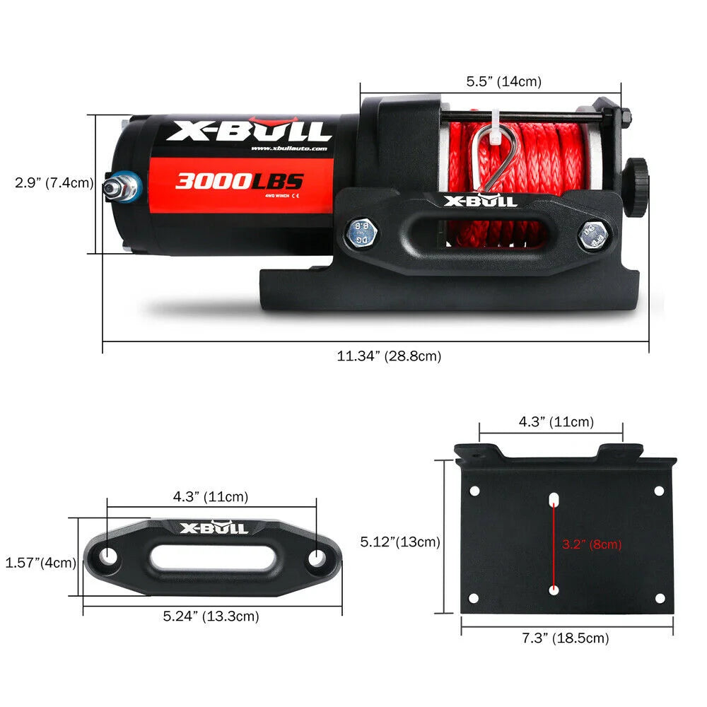 12V Wireless Winch 3000lbs/1360kg Synthetic Rope Boat ATV
