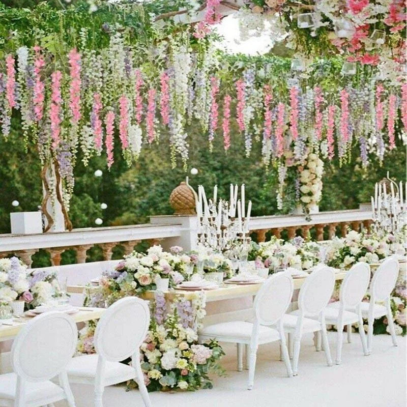 12X Artificial Silk Fake Flower Garland Vine Wisteria Leaf