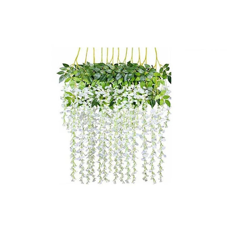 12X Artificial Silk Fake Flower Garland Vine Wisteria Leaf
