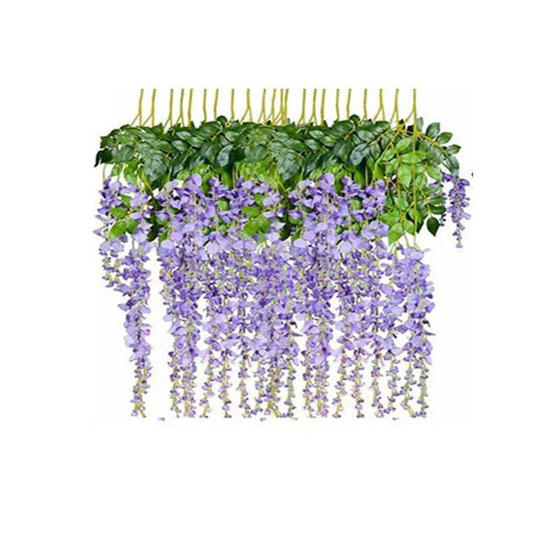 12X Artificial Silk Fake Flower Garland Vine Wisteria Leaf