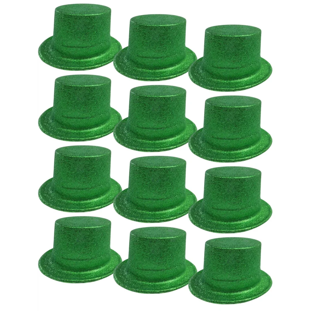 12x GLITTER TOP HAT Fancy Party Plastic Costume Tall Cap