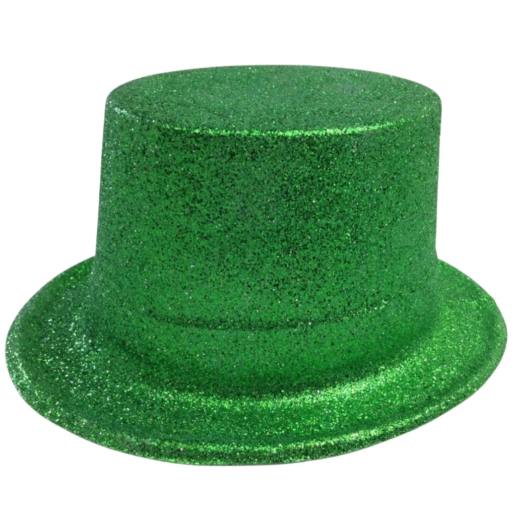 12x GLITTER TOP HAT Fancy Party Plastic Costume Tall Cap