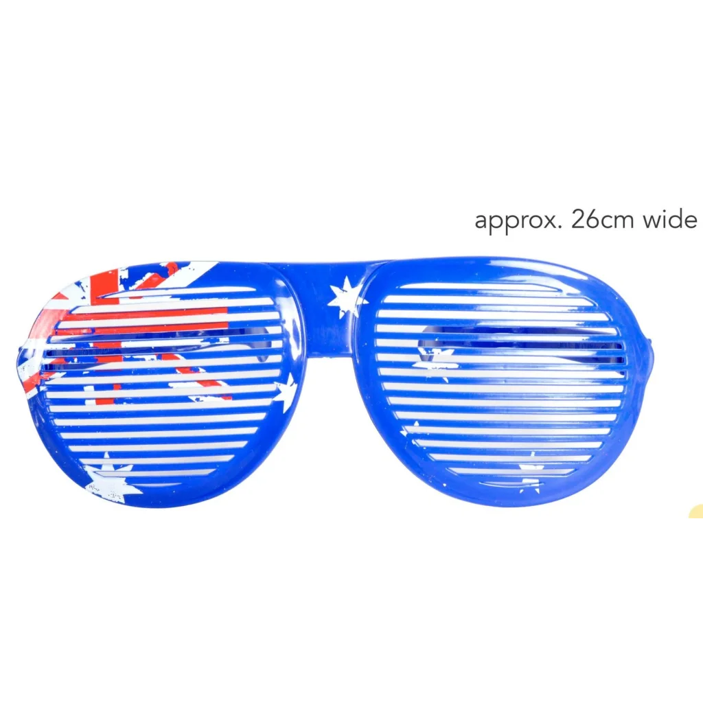 12x Jumbo Party Costume Glasses - Australian Flag Design