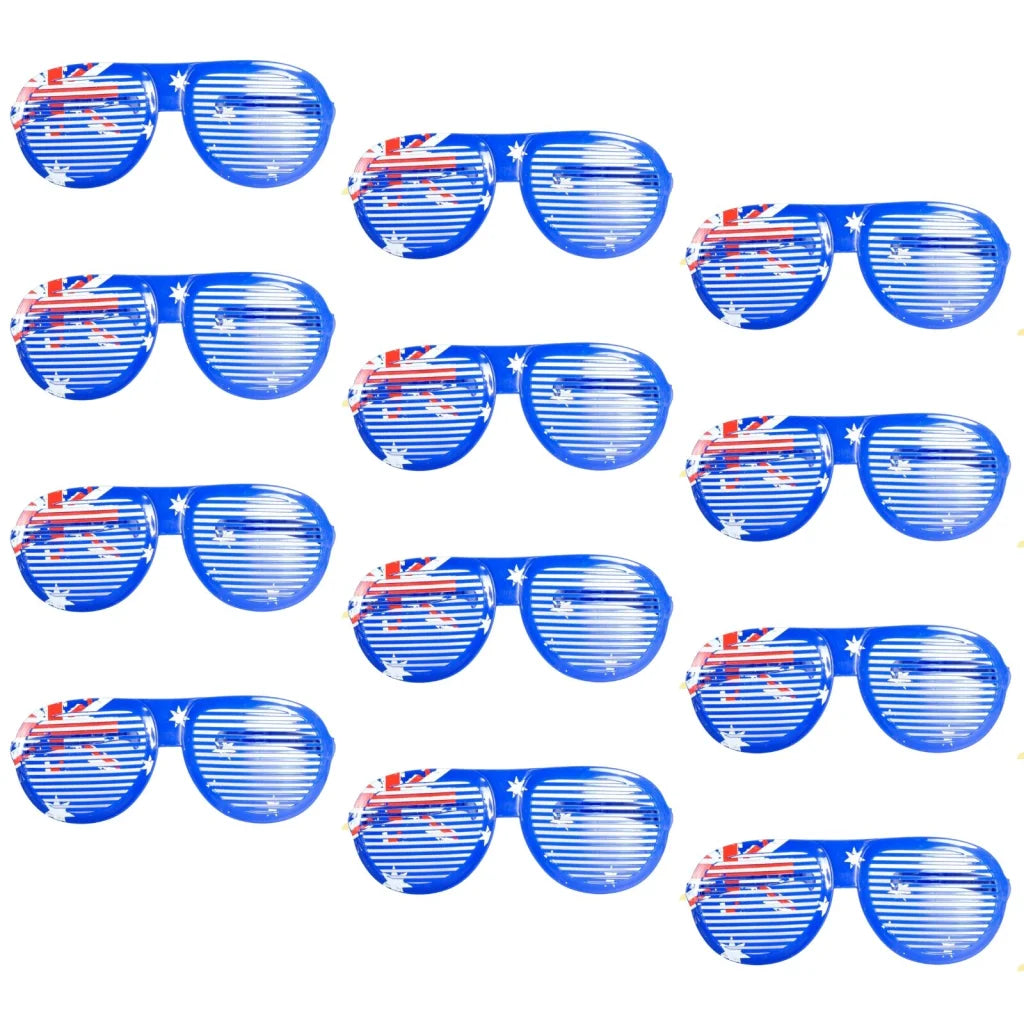 12x Jumbo Party Costume Glasses - Australian Flag Design