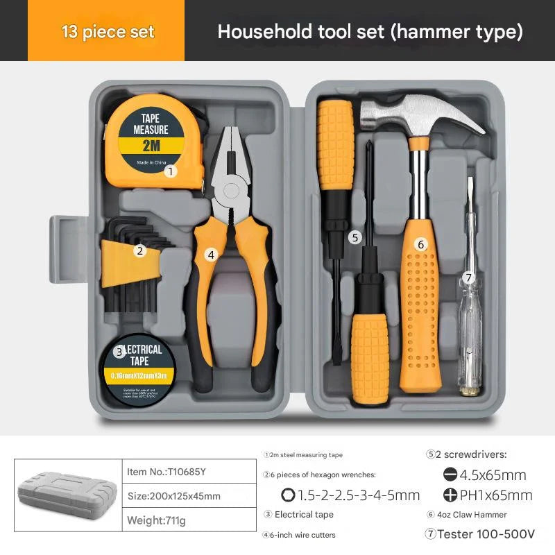 13-Piece Essential Household Tool Kit - Compact Home Repair