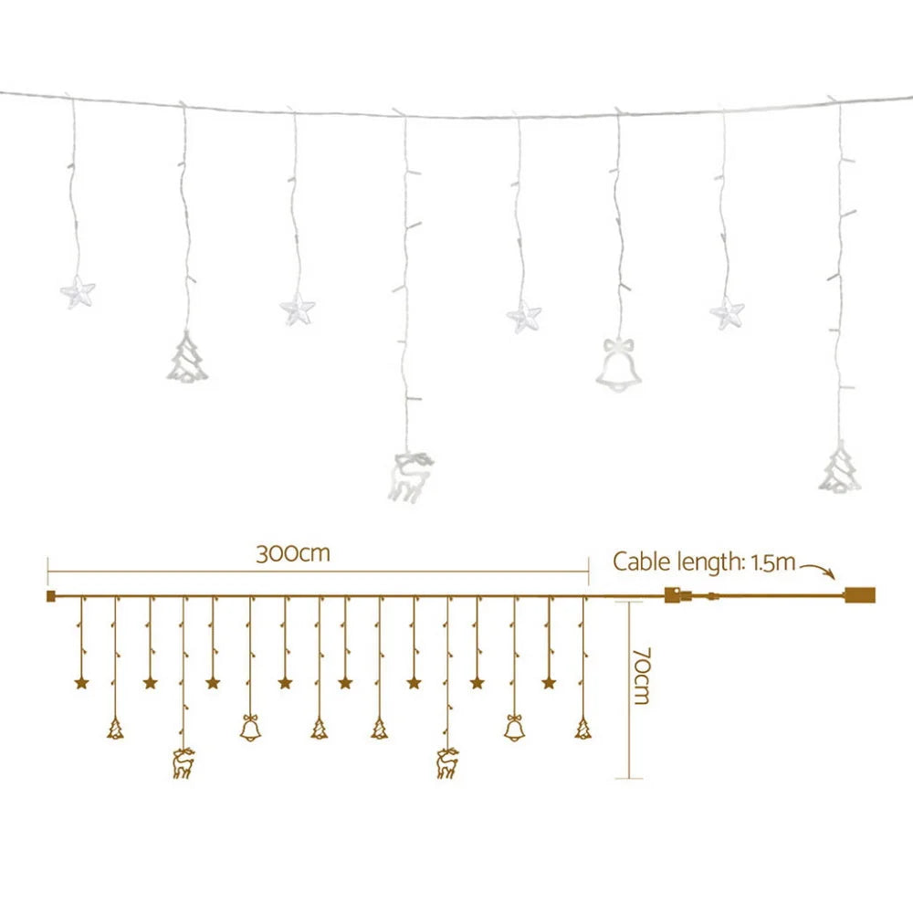 138 LED 3M Christmas Lights Icicle Light Warm White Jingle