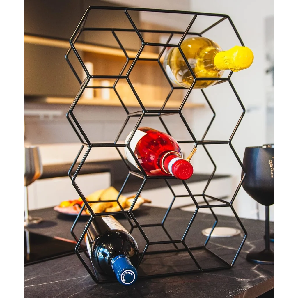 Modern Metal Countertop Wine Rack Countertop Bottle Freestanding