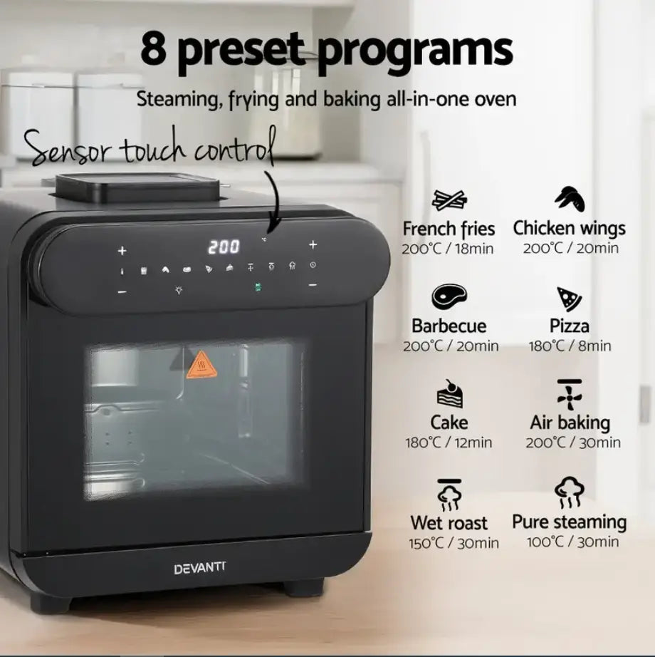 Steam Air Fryer Oven 15L with LCD Touch 1600W