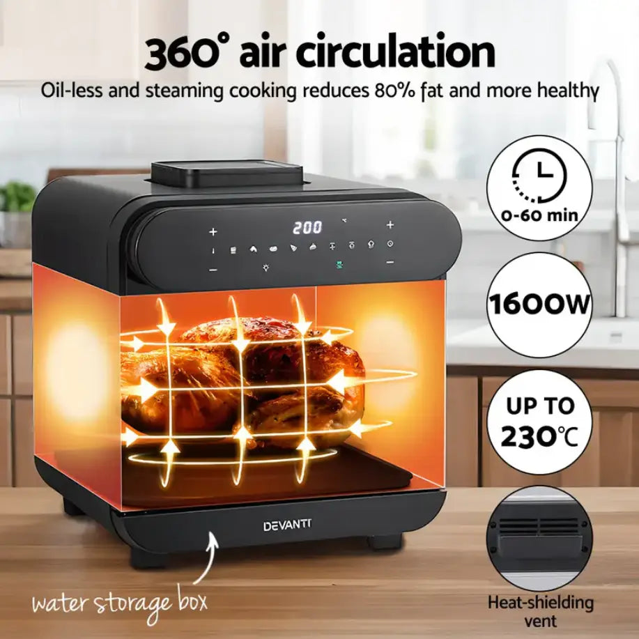 Steam Air Fryer Oven 15L with LCD Touch 1600W