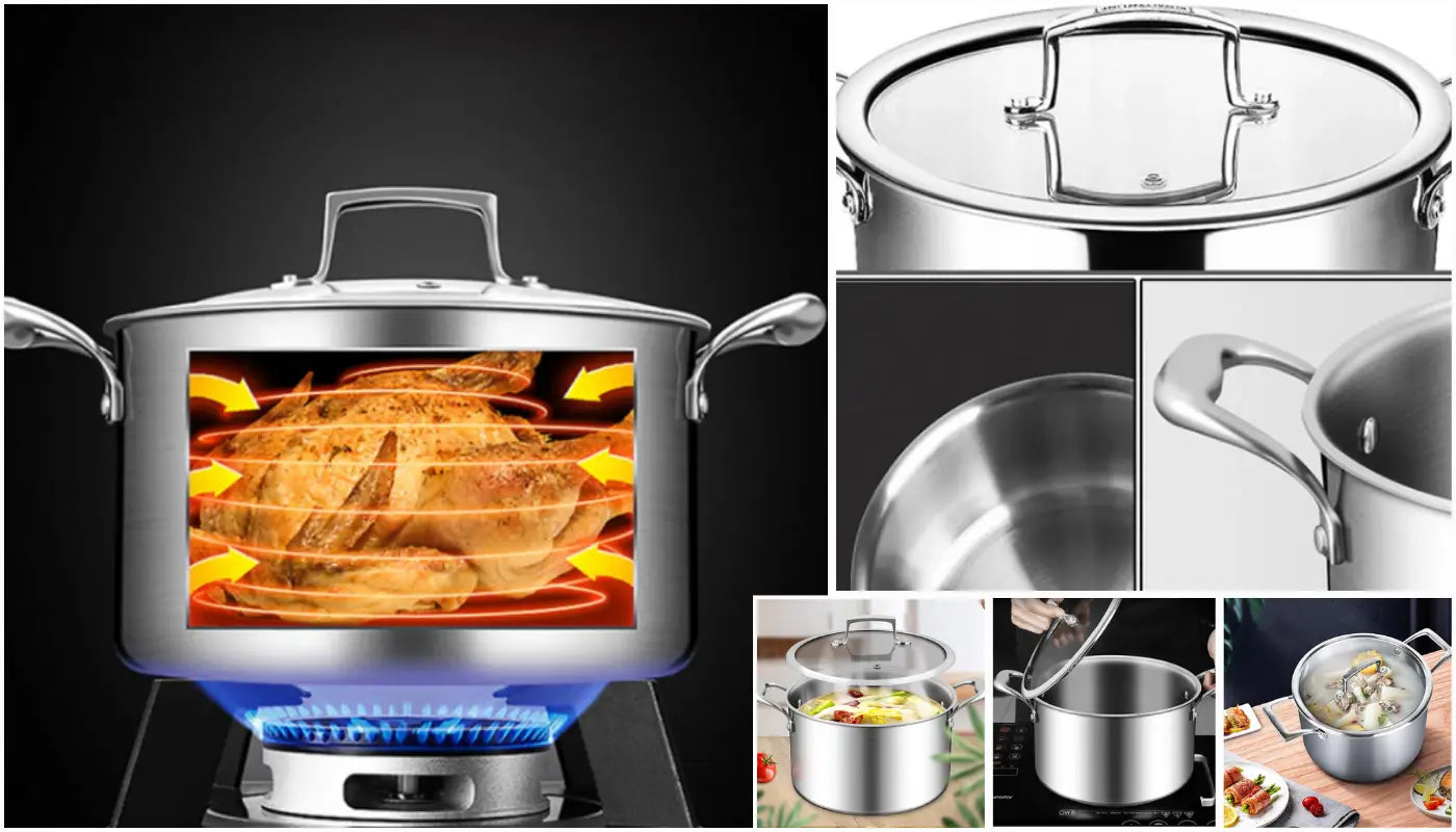 Stainless Steel Soup Pot 2X 26cm Stock Cooking Stockpot